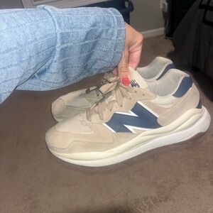 New Balance Tan and Navy Sneakers